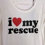 Chaser  I Love My Rescue white long sleeve open back fuzzy sweatshirt size XS Photo 2