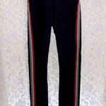 Spiritual Gangster  Black Leggings with Red yellow green Rasta Stripes small euc Photo 1