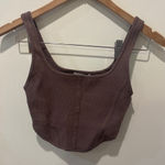Babaton  Brown Ribbed Corset Style Crop Top Tank Size S Photo 0
