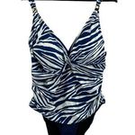 CHAPS One Piece Blue Zebra Print Swimsuit Size 20W New Photo 0