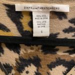 Diane Von Furstenberg  Wool Cheetah Print Button Front Long Cardigan Size Small Photo 3