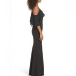 JAY GODFREY Black Flutter Chiffon Overlay Cold Shoulder Naomi Gown Dress Size 2 Photo 5