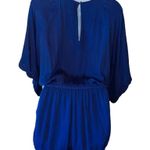 The Impeccable Pig  navy deep v neck flutter sleeve romper Photo 3