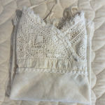 At Last Crochet Cami Top Linen Blend Sleeveless Boho Chic Tank Top Large Photo 0