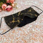 Black And Gold Metallic Marble Cotton Face Mask Photo 3