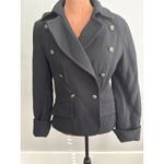 Talbots  Womens Black Double Breasted Military Style Wool Peacoat Jacket Size 8 Photo 1