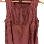 Forever 21  Womens Tank Top Sleeveless Lace‎ Pleated Blouse Mauve Size Large Photo 0