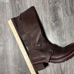 Pollini Brown Leather Motorcycle Boots Square Toe Buckle Side Zip EU38 US 7.5 Photo 11