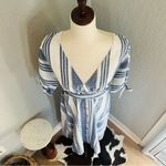 June & Hudson Tie Sleeve Striped Midi Dress, Blue/White, Size XL, NWOT Blue Photo 11