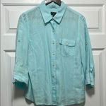 Talbots  Casual Button Down Shirt with Three-Quarter Sleeves and Relaxed Fit Photo 3