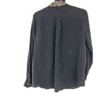 Club Monaco Beaded Collar  Womens Blouse S/P Black Long Sleeve Button-Up Shirt Photo 5