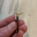 Handmade wooden earrings with marble look detail for pierced ears, size shown Brown Photo 5