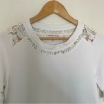 Rebecca Taylor  White Short Sleeve Terry Cloth Lace Crew Neck T-Shirt Blouse S Photo 4