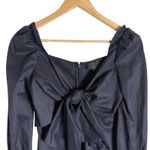 Intermix  Navy Blue Long Bell Sleeve Bow Puff Sleeve Top Size S Photo 1