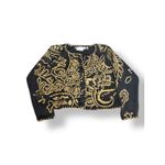 Vintage 90s Michael Simon Black Gold Metallic Embroidered Cropped Knit Cardigan Size L Photo 11