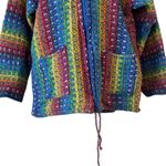 Earth Ragz Vintage 90s  Full Zip Rainbow Knit Wool Jacket Photo 2