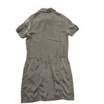 Ann Taylor 100% Silk Bronze Brown Cargo Utility Shirt Dress sz 14 Photo 1