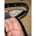 Western Cowgirl Black Leather Belt Concho Heart German‎ Silver Big Al's 38" Boho Photo 6