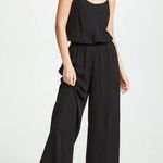 Theory Ribbed-Waist Silk Jumpsuit Romper Wide Leg Black P Photo 1