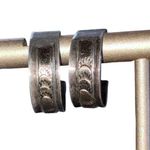 12k Gold Filled Half Hoop Etched Sunbeam Earrings Silver Photo 8