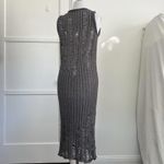 OAK + FORT Distressed Ribbed Knit Midi Dress Small S Charcoal Gray Sleeveless Photo 6