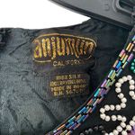 Vintage Anjumun California Sequin Beaded Fringe Dress Art Deco 80s Party stars Black Size M Photo 4