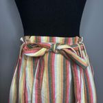 American Eagle  Outfitters Women's Striped Mini Skirt Size S Tie Belt Waist Linen Photo 1