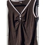 Vintage Candy Rain Women's Short Sleeve Shirt Polka Stars Button Size Large Brown Photo 1