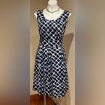 East 5th Street Black White Blue 3D Squares Dress SZ 16 pleated top and bottom Photo 4