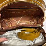 La Terre Fashion Vegan Leather Equestrian Brown Circular Bag Purse Diamond NWT Photo 6