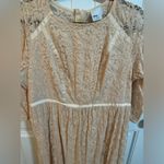 ASOS Curve Peach Lace Long Sleeve Drop Waist Dress Size 16 Photo 2