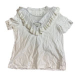 Alexis  white ruffle collar neckline t shirt size S Photo 0