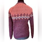 Quips Vintage Argyle Polka Dot Long Sleeve V Neck Academia Hippie Crop Sweater Photo 3