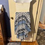 Rue 21  Ivory & Blue Hankerchief Hem  Asymmetrical Strapless Dress Photo 4