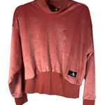 Adidas Women's Size S Sweatshirt Wonder Red Velour Mock Neck Cropped Top New Photo 0