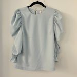 Rachel Parcell  Light Blue Puff Sleeve Ruffle Blouse Size S Photo 1