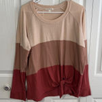 Nine Britton  Araya Brushed striped front tie knot sweater size XL Photo 0