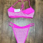 l*space NWT L* Pamela Tommy Bikini Set Sz Large Electric Pink Pique Stripe Photo 2