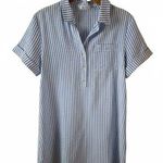 Day + Moon Blue and White Seersucker Shirt Mini Dress Photo 0