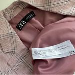 ZARA  Tailored Linen blend Plaid Blazer in Dusty Pink Size 10 Photo 4