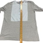 J.Crew  Women's Blouse Gray Blue Panel Striped Bib Front Top Long Sleeve shirt M Photo 2
