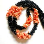 Coral and onyx beaded necklace Orange Photo 2