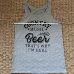 Country music and beer that’s why I’m here women’s medium tank top Gray Photo 2