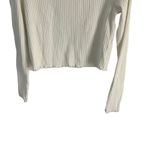 BP . Size Medium White Lettuce Edge Rib‎ Knit Cropped Soft Henley Sweater Photo 2