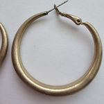 Brass Finish Thick Gold Tone Hoop Earrings Photo 2