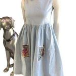 Vintage Posies Women of Maine Farmers Market Cotton Dress w Tie Women's Size 10 Blue Photo 0