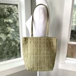 Bath & Body Works Bath & Body Work Sage Green Quilted Faux Suede Tote Bag Purse Photo 8