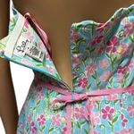 Lilly Pulitzer  Strapless Wave Blue Floral Butterfly Tiger Scalloped Trim Dress 6 Photo 11