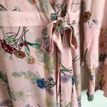 Pink Floral Long Sleeve Ruffle Wrap Dress S Photo 2