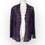 Alex Evenings Lace Jacket Women's Plus 20W Purple 3/4 Sleeves Sequin Scalloped Photo 2